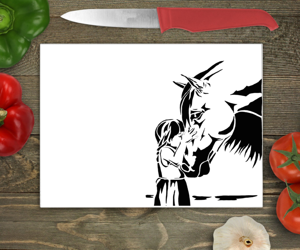 Horse & Girl Large Glass Chopping Board